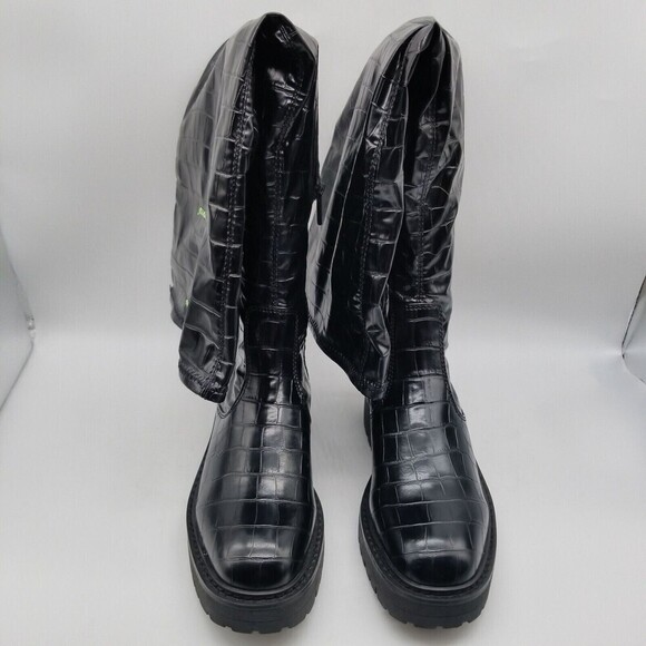 Sarto Studio Womens Fera 56020 Black Croc Print Knee High Winter Boots 7M - Picture 3 of 8